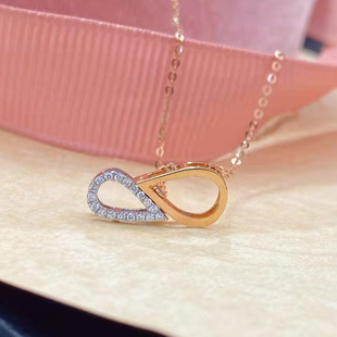 Бриллиантовая двухцветная подвеска, бриллиантовое ожерелье в форме сердца, золото 750 пробы, простой и элегантный дизайн