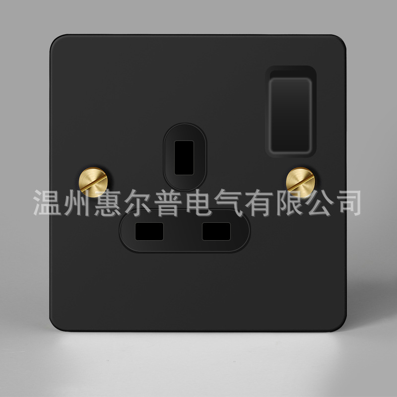Mounted black retro switch key, light panel stainless steel