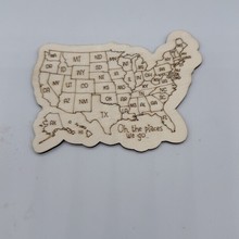 跨境亚马逊美国地图木质立体激光雕刻摆件工艺品儿童玩具纪念品