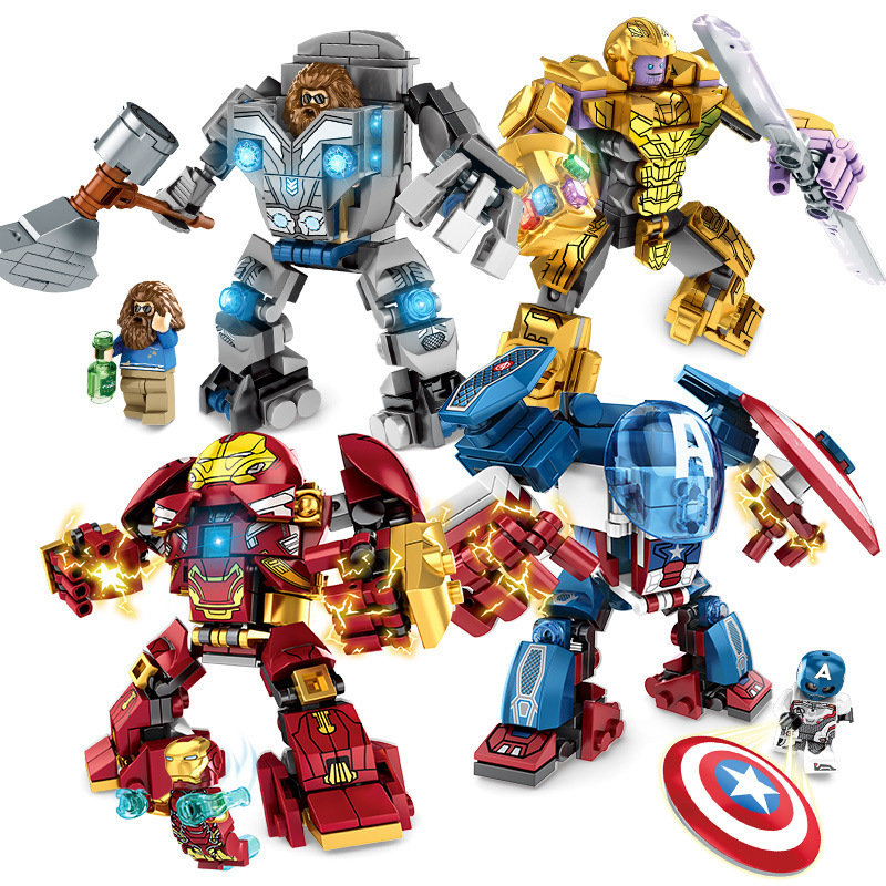 Mingge Mg305 Avengers Hero Mecha Alliance Transformation Set Children's Assembly Compatible with Lego Toy Building Blocks
