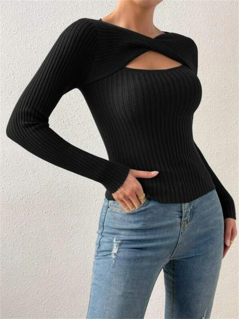 154g Weight Long Sleeve Sleeve Length Pullovers Placket Type Regular Sleeve Sleeve Type Polyester Fabric Type Regular Top Length Sweater Tops Type Holiday, Daily Occasion U Neck Neckline Slim Fit Type Solid Color Pattern Winter, Autumn Season Women's Gender Elegant, Streetwear Style Wholesale Women's Elegant Streetwear Solid Color Long Sleeve Sweaters & Cardigans 5