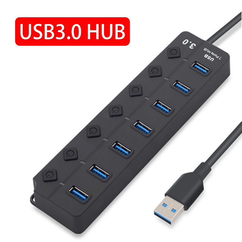 Factory Direct Sale USB High-Speed 7-Port Button Switch USB 3.0 Hub Docking Station Splitter Expansion Dock Factory Direct Sale USB High-Speed 7-Port Button Switch USB 3.0 Hub Docking Station Splitter Expansion Dock