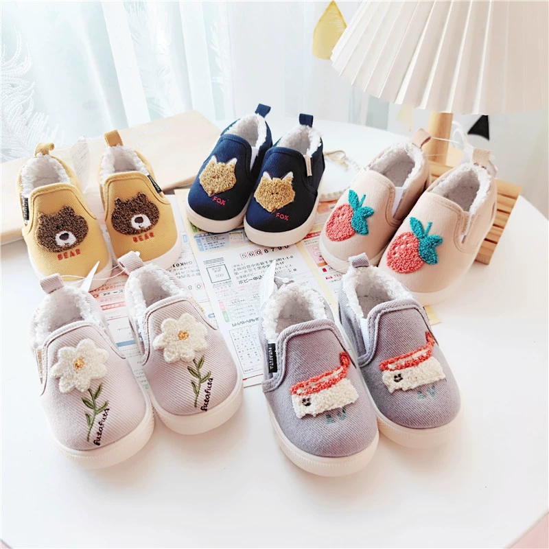 Qingdan один зимний futa дом полотенце вышитый детский хлопок обувь мягкая подошва обувь для малышей теплая мужская и женская детская обувь