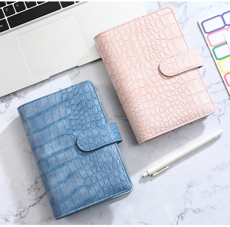 A6 neue Krokodil farbe 6 Ringbuch Pu Clip-On Notebook Leder Lose blatt Notebook Cover Notebooks Journal Briefpapier – Detail 13
