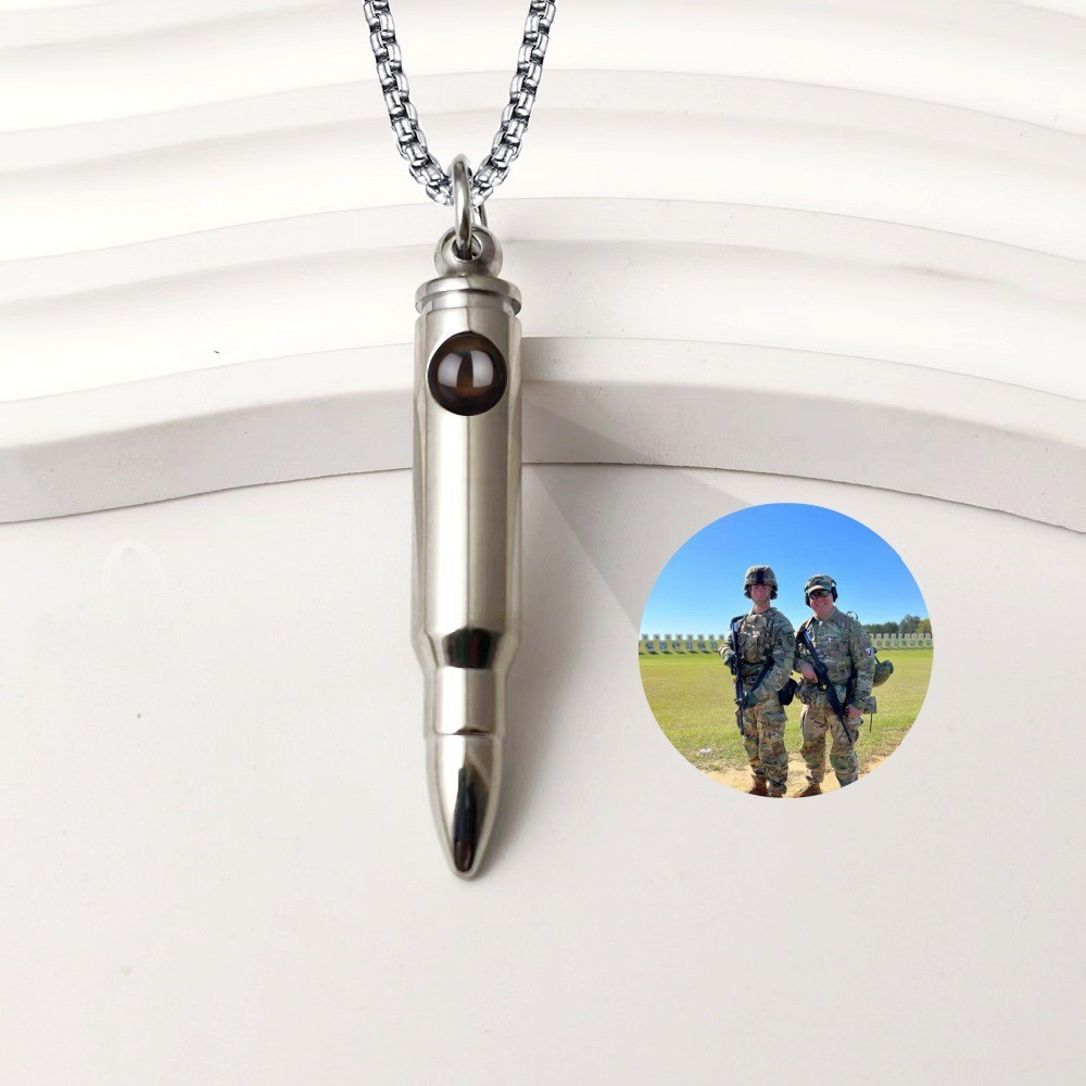 Colar masculino pingente bala aço titânio versátil elegante_voghion.com