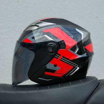 Motosiklet kaskı (dəbilqə) — Lens Helmets Cycling Helmets - red-happy-event-brown-lenses-m57-58