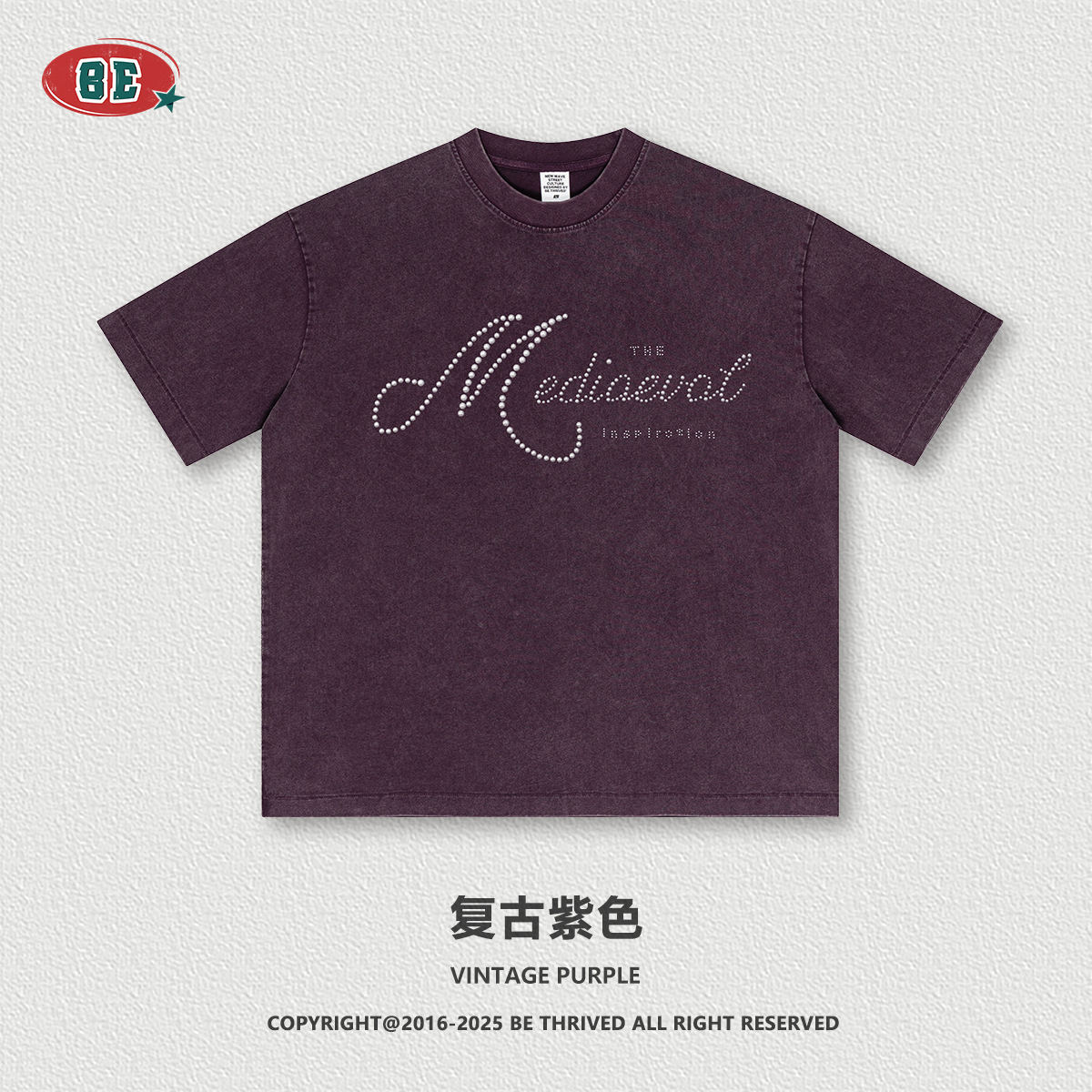 Camiseta de Manga Corta con Perlas para Hombre de Algodón Transpirable Suelto para Uso Casual