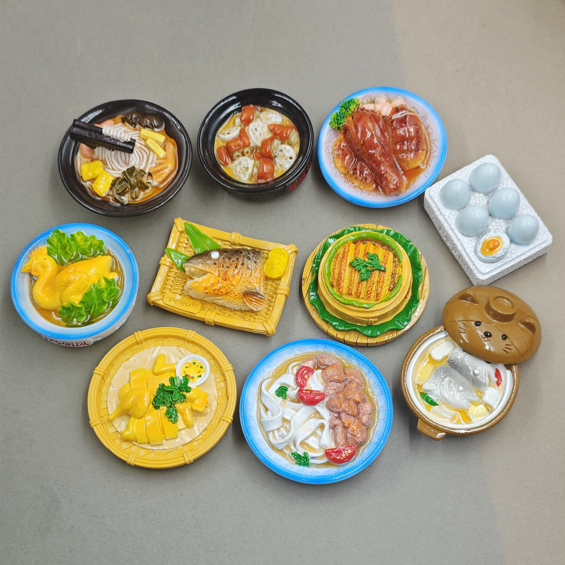 抖音主播热销食玩系列仿真地方美食树脂食谱冰箱贴