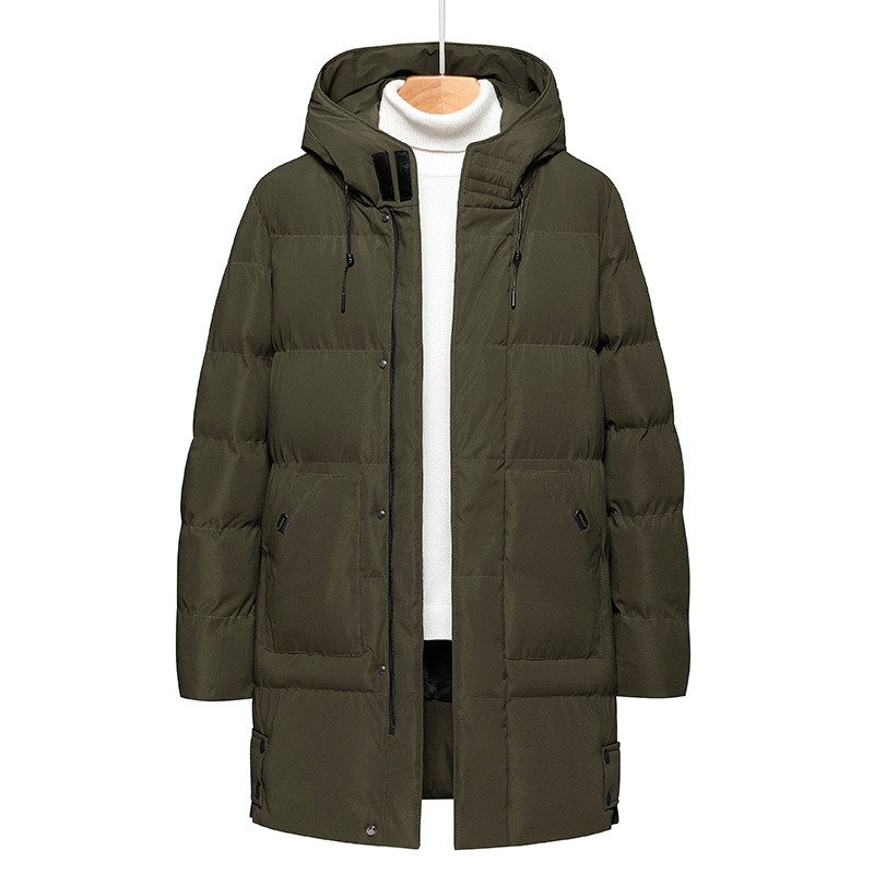 Abbigliamento maschile giacca di cotone di media lunghezza personalizzata per uomo, nuovo stile per l'inverno, giacca di cotone con cappuccio tinta unita, cappotto di cotone ispessito_voghion.com