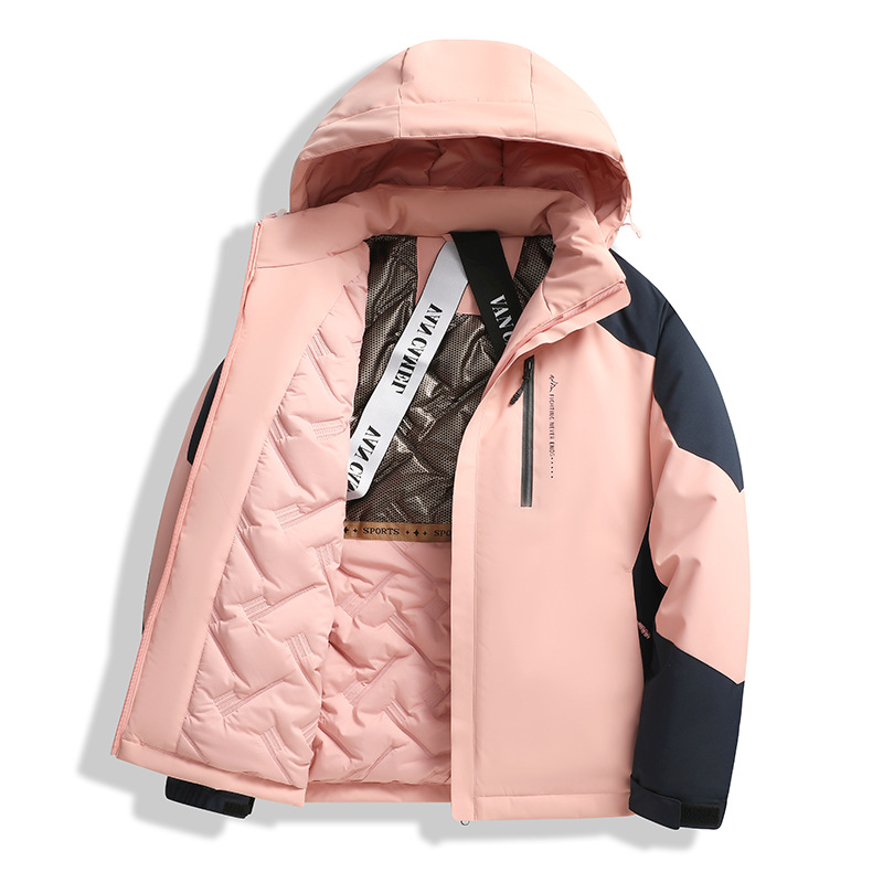 冬款石墨烯自热棉服男士外套宽松立领拼色加厚工装情侣冲锋衣8900