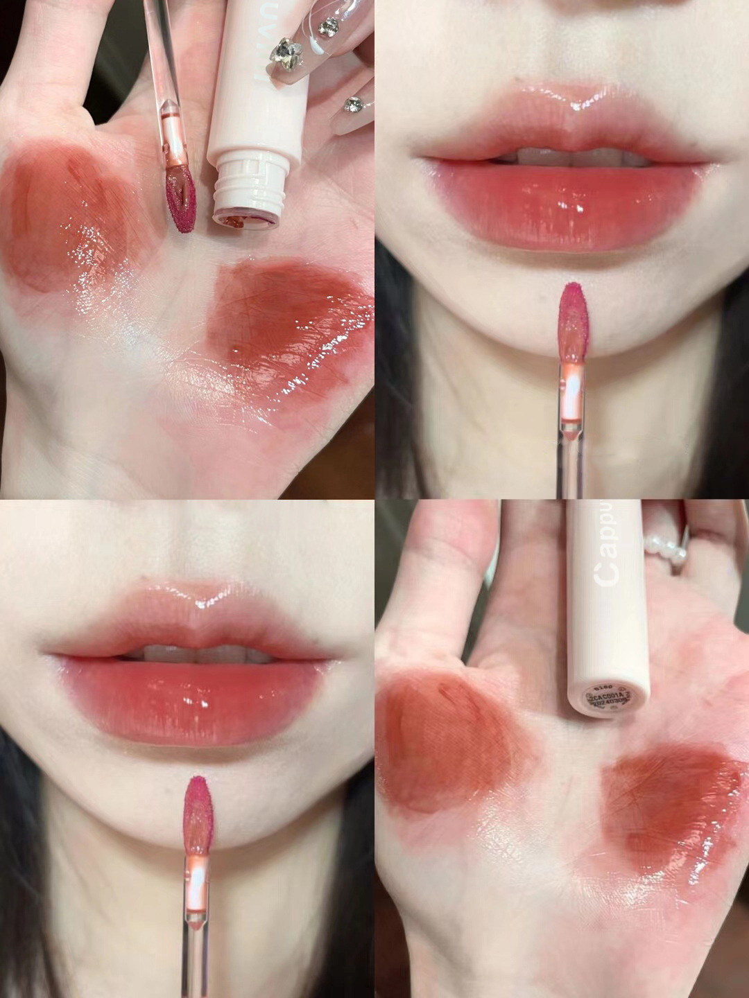 Capo Vini Bubble Bear Lip Gloss Mirror Water Light Glass Pouty Lip Lipstick for Women, affordable student milk tea color Lip gloss undefined