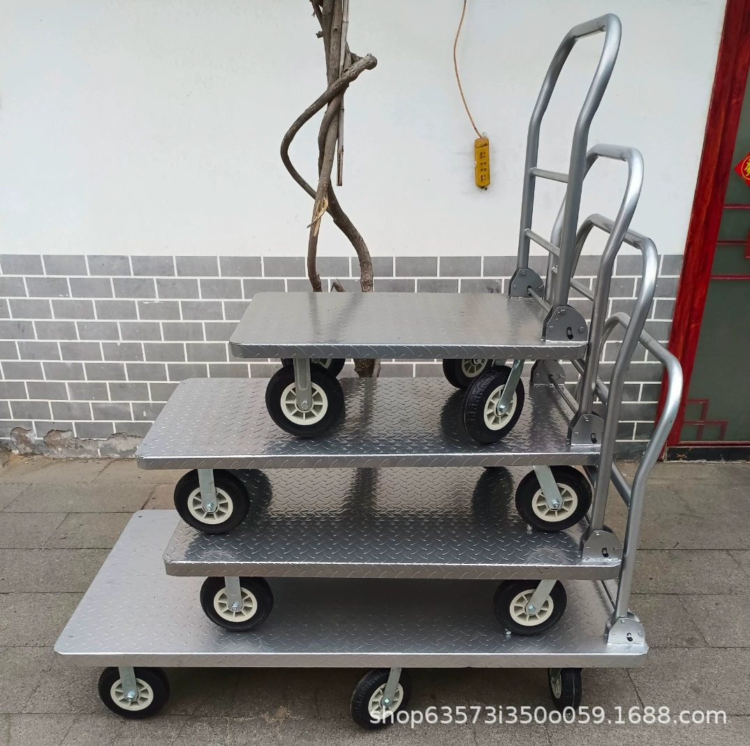 1 портативная складная тележка-платформа, транспортная тележка, ручная тележка-платформа, тележка-платформа с большими колесами, тележка с металлической платформой.
