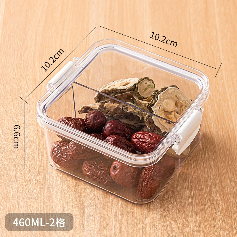 Tea Storage Box, Square Multi-Compartment Container, 680–700 ml, Airtight Stackable