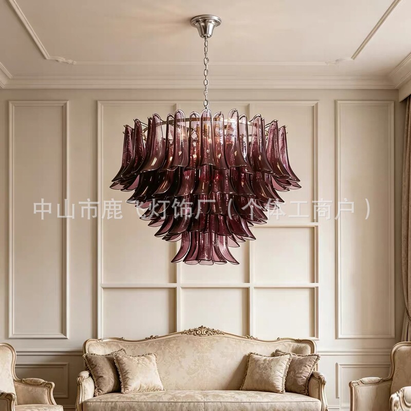 French-style Murano light luxury chandelier, modern and simple, for living room, bedroom, dining room, bar counter, hotel lobby, creating an atmospheric decoration