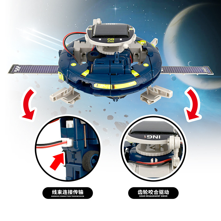 Coche solar STEM dedicado a la educación temprana transfronterizo 6 en 1 tecnología de ensamblaje de fuente de alimentación dual pequeño juguete de bricolaje hecho a mano