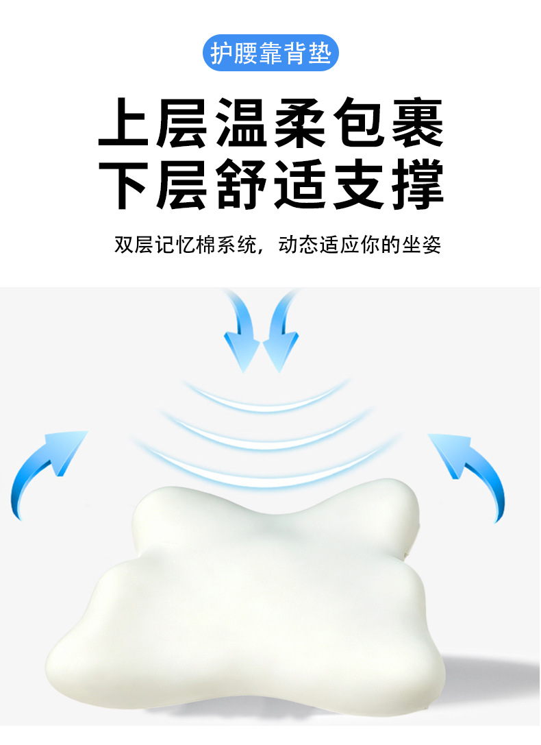 Ergonomic lumbar support cushion for office workers and car drivers, designed to reduce pressure and support the waist