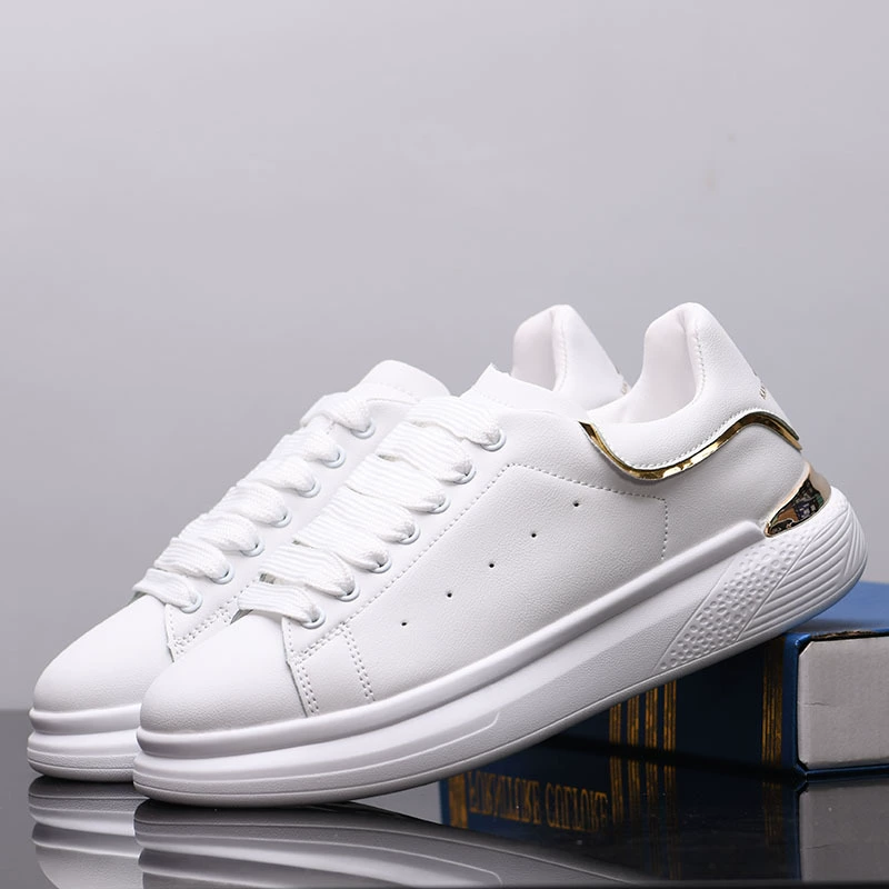 Маккуин кожаные белые туфли дикие мужские туфли на толстой подошве