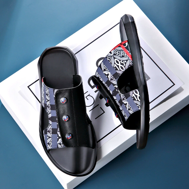 Мужские тапочки, новые летние модные уличные пляжные тапочки кибер-знаменитостей с мягкой подошвой, мужские Модные уличные тапочки в Корейском стиле