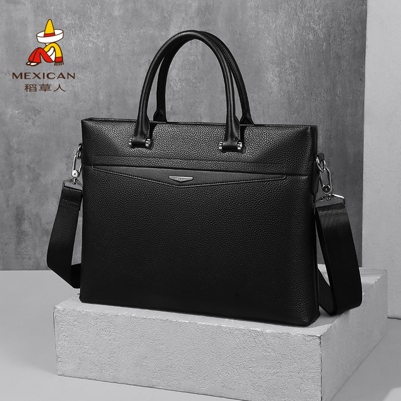 허수아비 가죽 서류 가방 남성 비즈니스 가방 핸드백 작업 통근 비즈니스 가방 Cowhide 컴퓨터 크로스 바디 가방