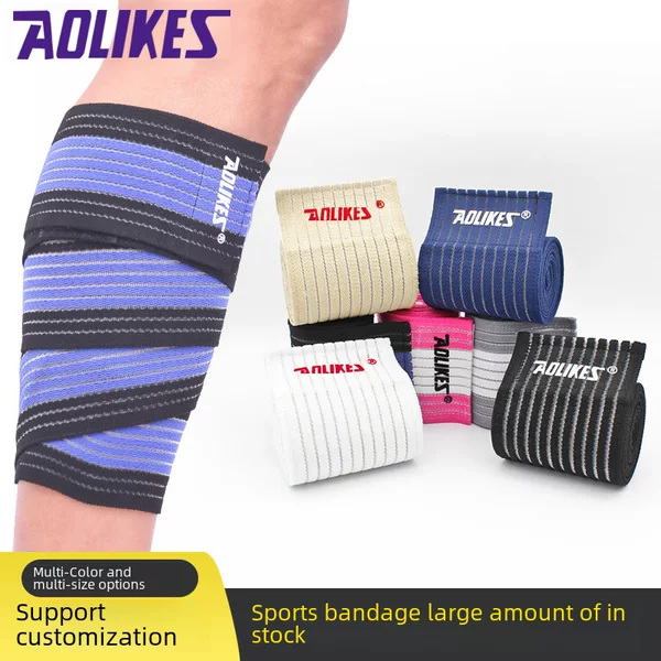 Spot wholesale elastic winding bandage calf outdoor sports compression knee pads basketball fitness running protectors