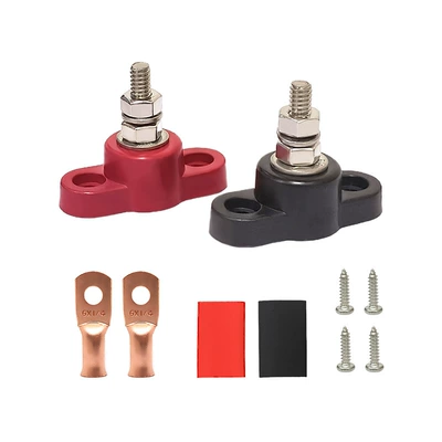 single connection stud red and: Power supply, ignition system accessories - a-pair-of-14-binding-posts-2-wire-connectors-heat-shrink-tubing