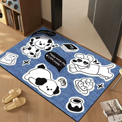 Dust-Removing Carpet at the Bathroom Entrance, Avtomobil döşəmə paspasları - denim-pattern-three-puppies-80x-100cm-rubber-bottom