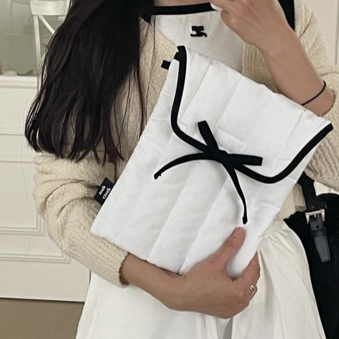 일본과 한국의 새로운 인 스타일 간단한 평면 자수 저장 가방 활 코튼 노트북 10 인치 13 컴퓨터 가방