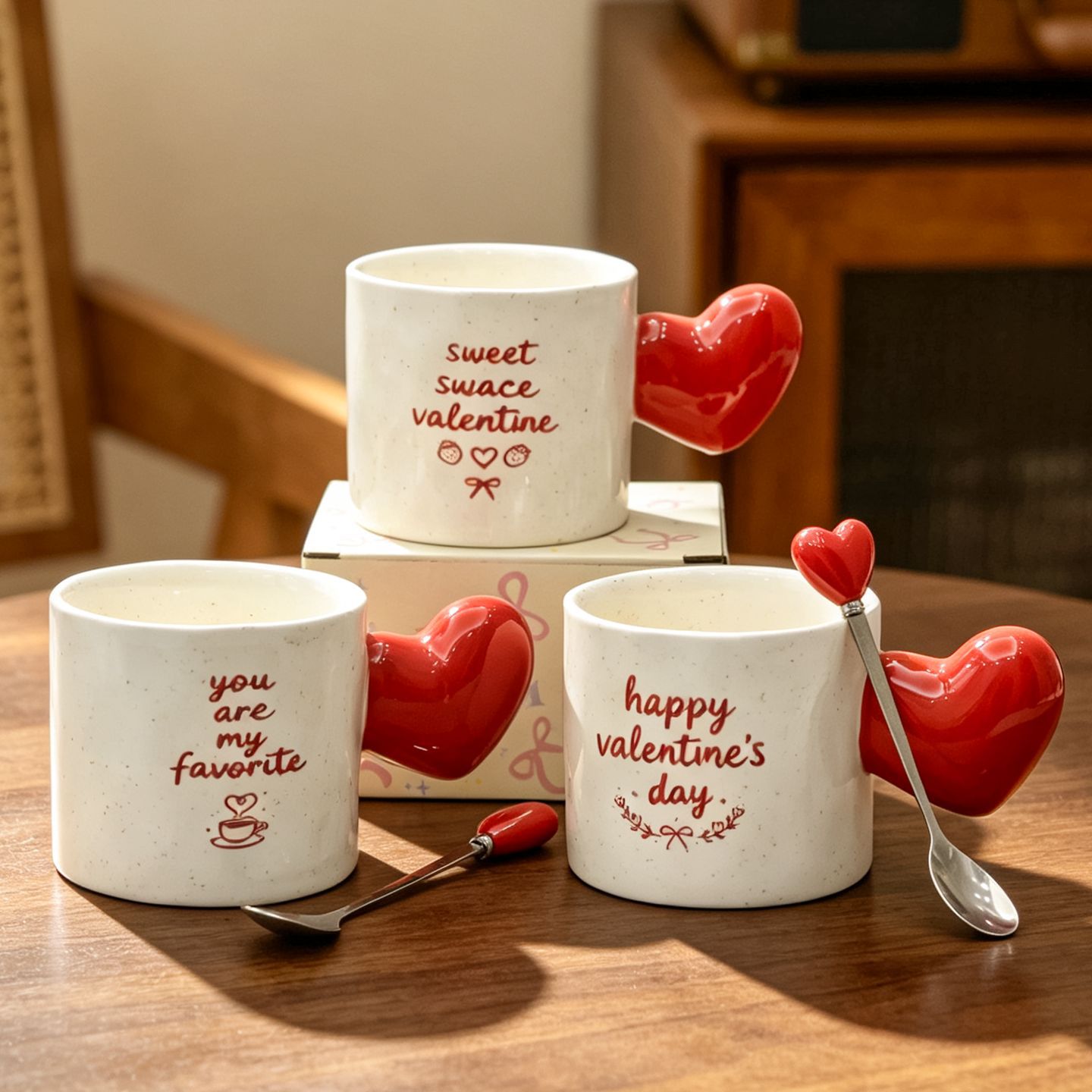 Taza de Cerámica con Forma de Corazón, Resistente a Altas Temperaturas, Apto para Microondas, para San Valentín