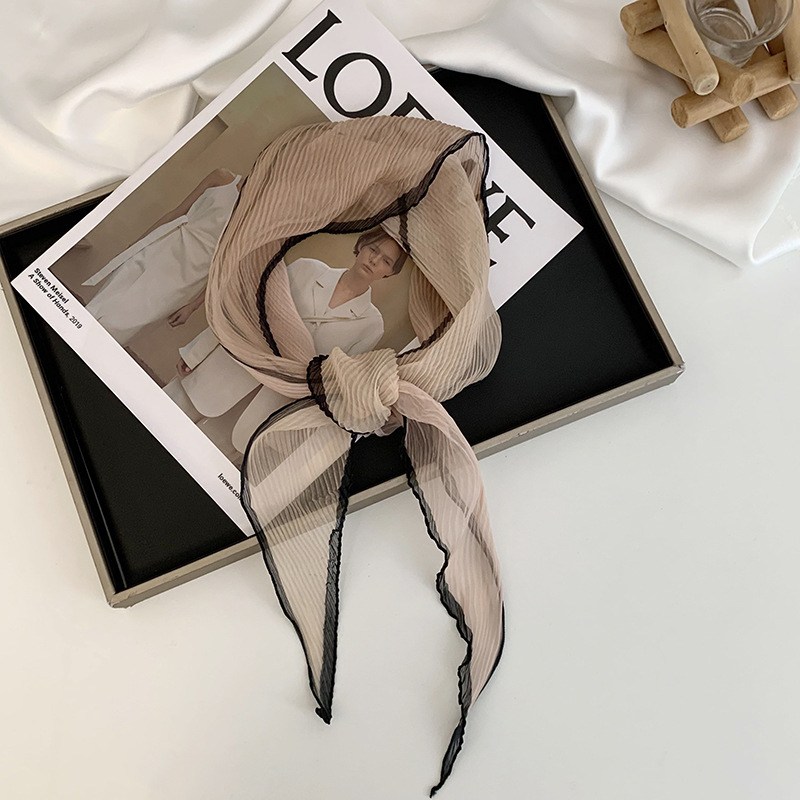 Pañuelo de seda de alta calidad nuevo estilo bufanda arrugada a juego de colores bufanda en forma de diamante bufanda de tul decorativa multifuncional de moda cinturón