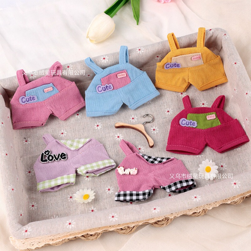 New Doll Clothes 17cm Labubu Rolled-Edge Corduroy Overalls Plush Toy Cotton Doll Clothing Replacement New Doll Clothes 17cm Labubu Rolled-Edge Corduroy Overalls Plush Toy Cotton Doll Clothing Replacement