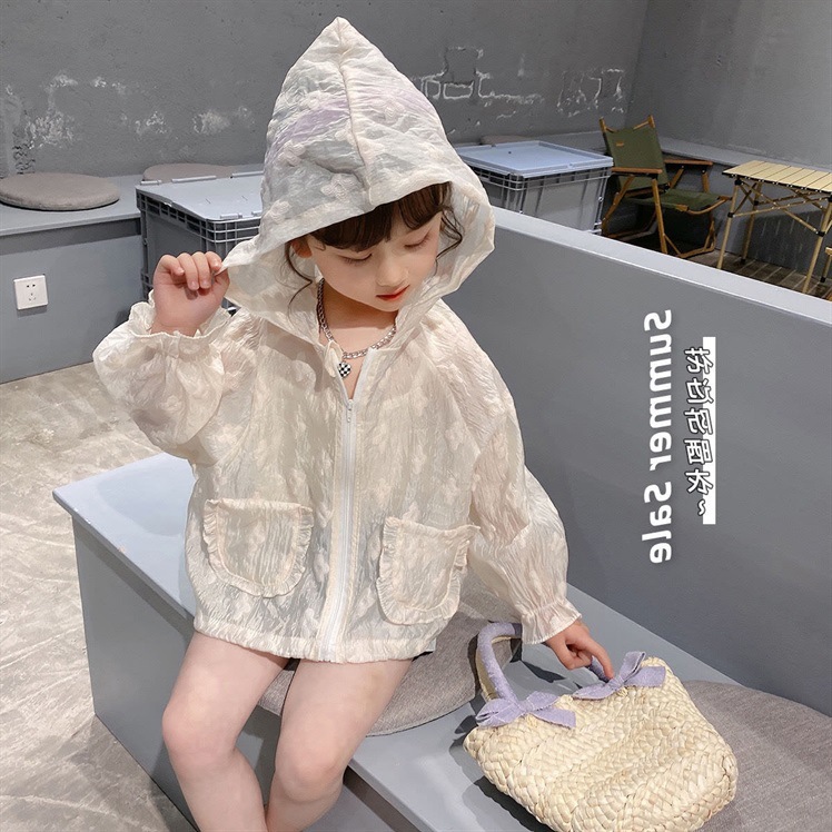 Ladies' Summer Thin Sun Protection Top for Girls, Skin-Friendly Baby Summer Breathable Children's Air-Conditioning Shirt Outerwear