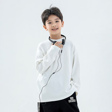 男童半高领T恤长袖2025新款中大儿童德绒上衣秋冬季内搭打底衫潮