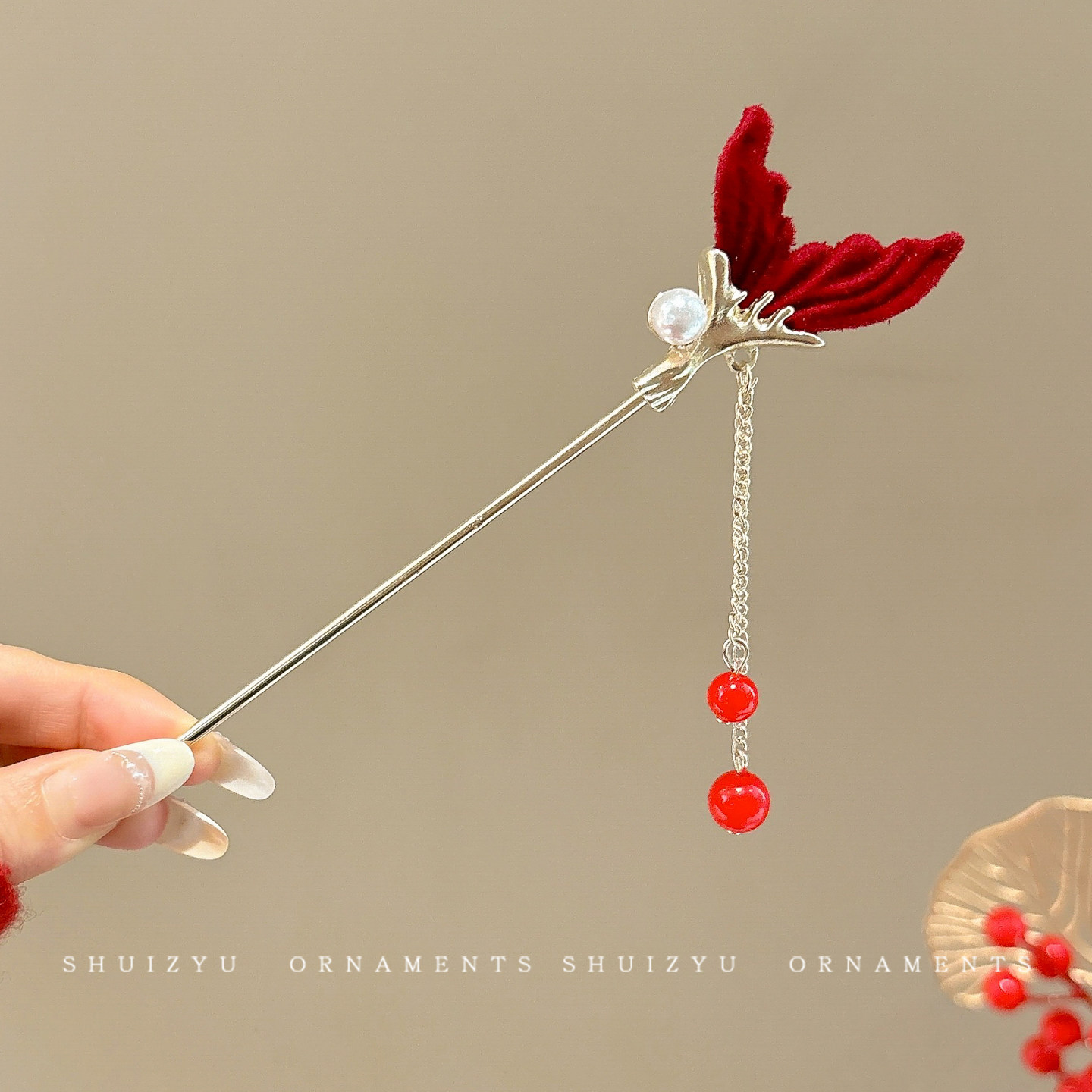 Nueva horquilla de flores de estilo antiguo chino, horquilla de sentido avanzado moderno, horquilla de cabello femenino, horquilla de Hanfu, tocado de horquilla de madera