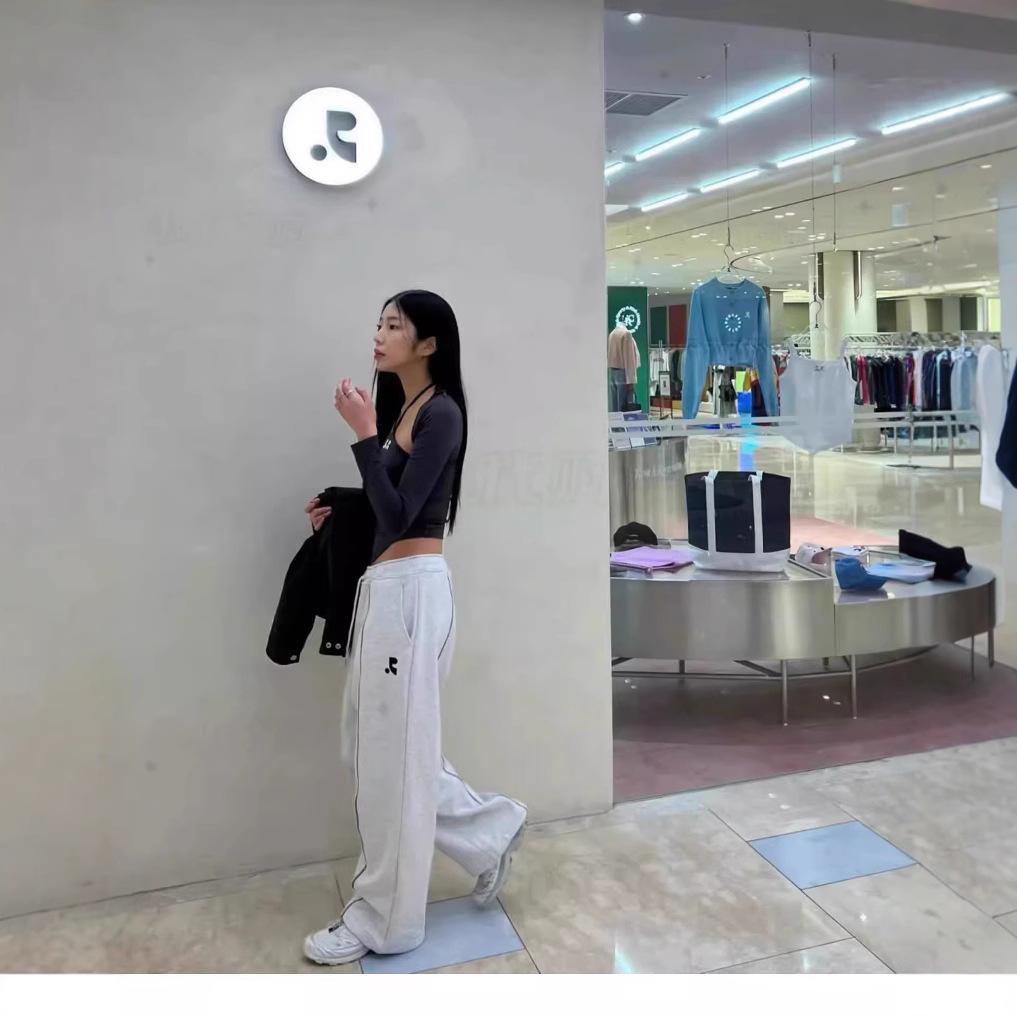 한국 틈새 휴식 및 RR 가을 새로운 인쇄 캐주얼 밍 라인 바지 스트레이트 튜브 남성과 여성의 느슨한 넓은 다리 바지