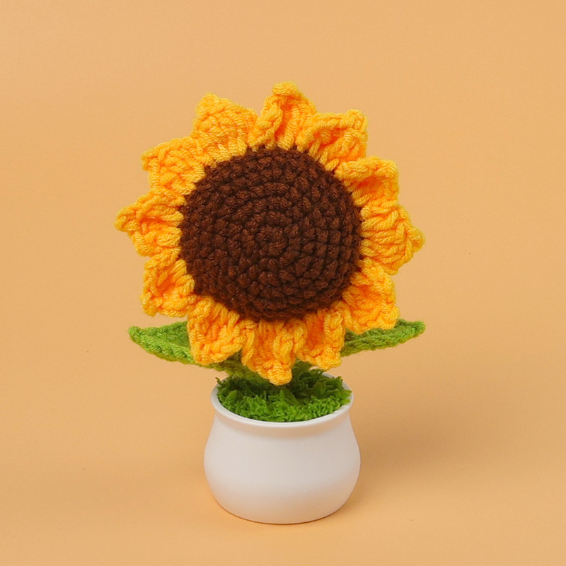 完成品クロスボーダーニットウールひまわり鉢植え造花研究デスクトップ装飾品卒業子供の日の小さなギフト|undefined