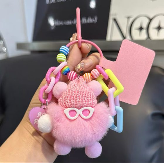 Dopamine Coal Ball Monster Doll Pendant DIY Keychain Cute Plush Doll Bag Backpack Mobile Phone Hanging Accessories