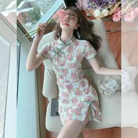 中国风改良版旗袍连衣裙新款少女感夏季气质裙子小个子碎花裙