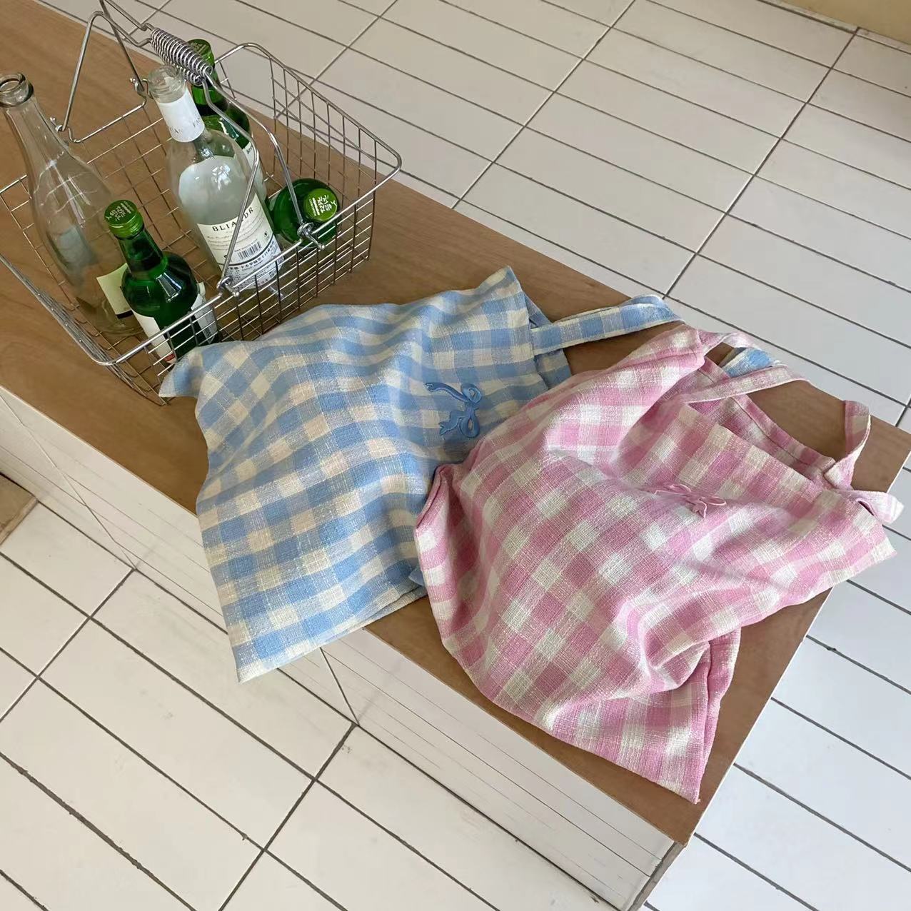 Gentle Color Block Striped Canvas Bag - Summer New Arrival, Dual-Side Wear Two-Way Bag, Bowknot Compatible, Large Capacity Handheld Fabric Bag