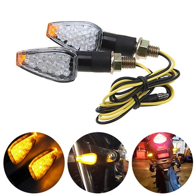 12V Motosiklet Dönüş Siqnal İşığı Kiçik Sarı Şapka 14Led Super Parlaq Moto Xəbərdarlıq İşığı