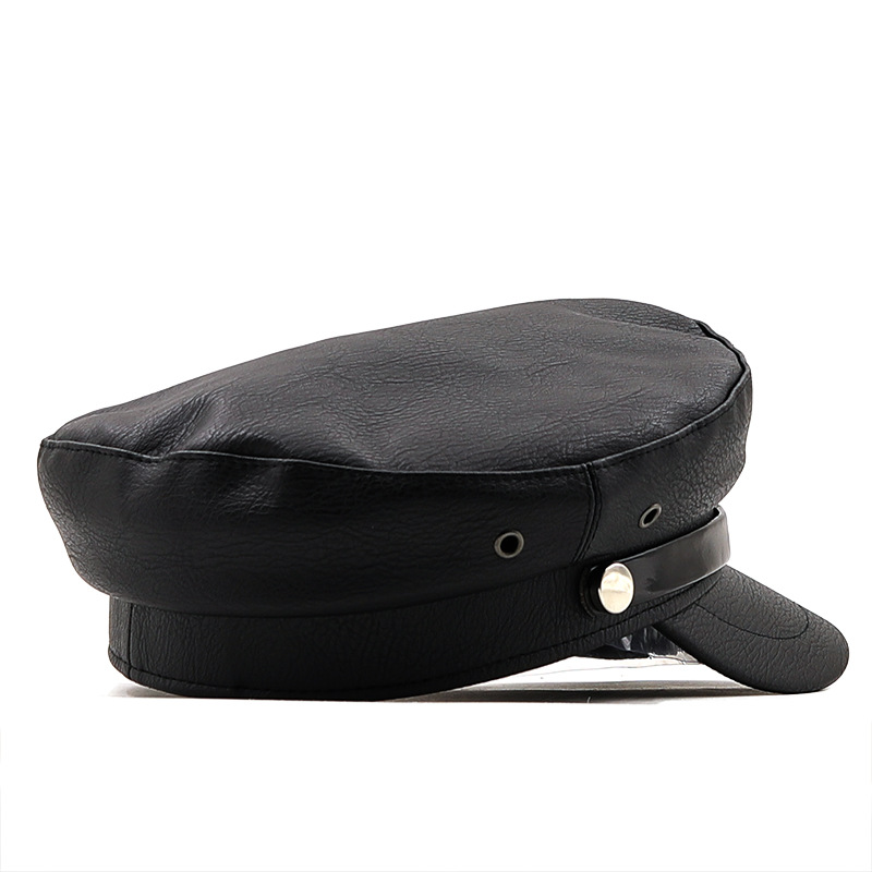 Retro Fashion Solid Color Pu Leather Octagonal Hat Wholesale Nihaojewelry display picture 5