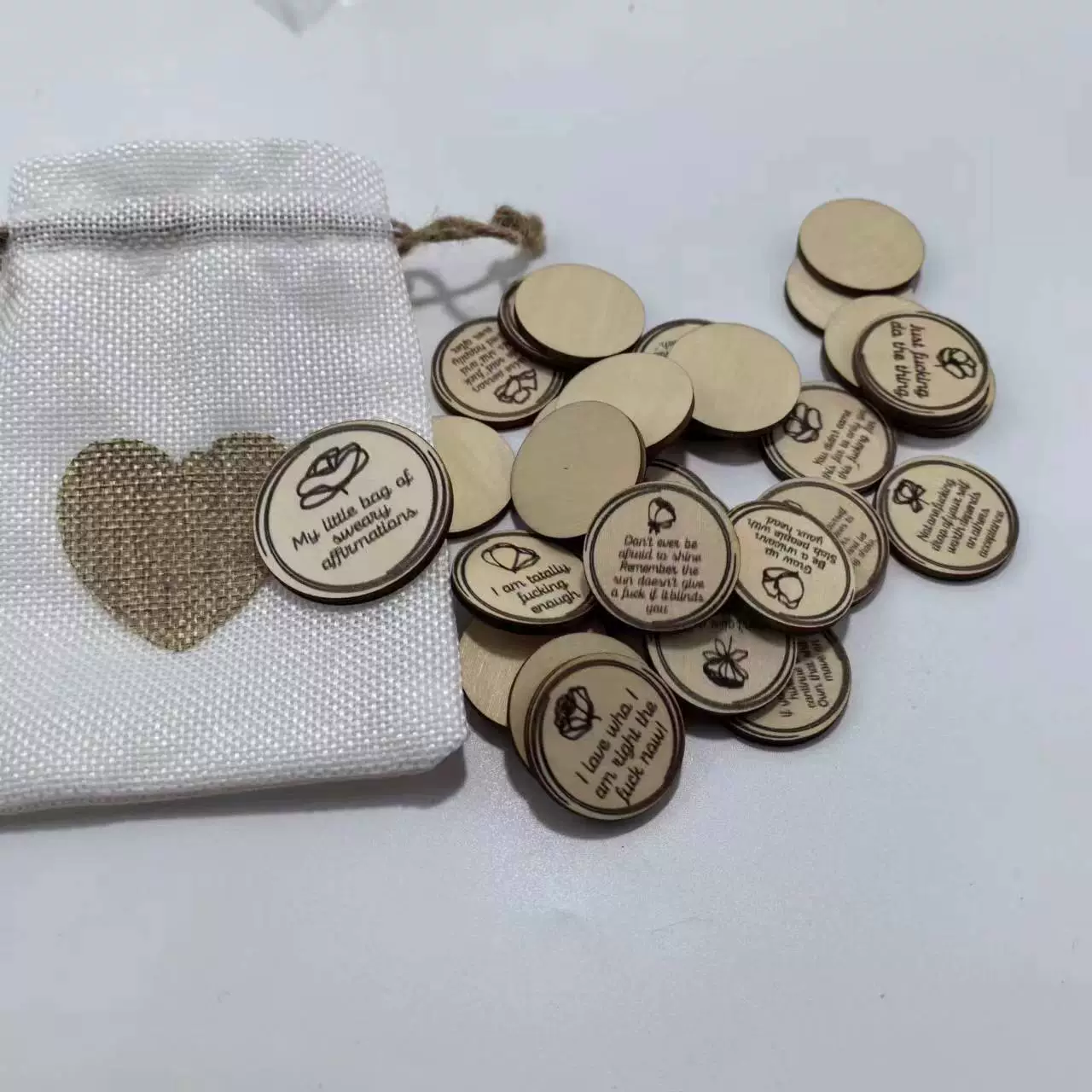 [My Little Bag of Swear Affirmations деревянная肯定誓言圆形木牌]