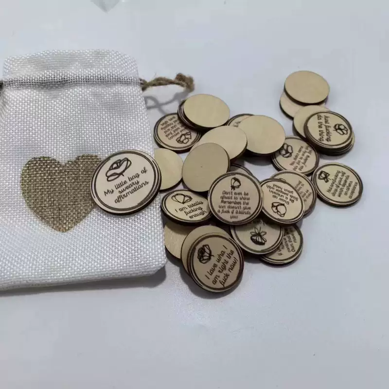 [My Little Bag of Swear Affirmations деревянная肯定誓言圆形木牌]