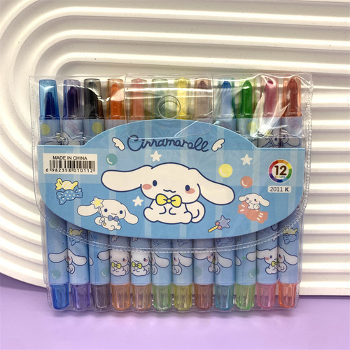 Foreign trade cross-border Sanrio Kurome rotating crayon Melody Big-eared Dog 12-color oil pastel short painting pen