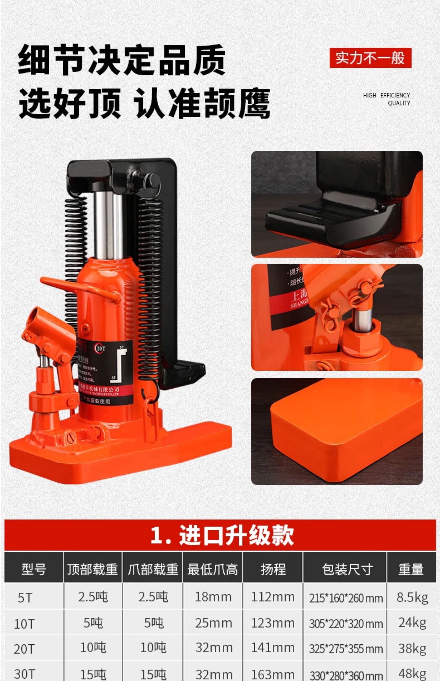 Imported claw jack riser hydraulic vertical span top 5T10T20 tons oil pressure low heavy lifting machine