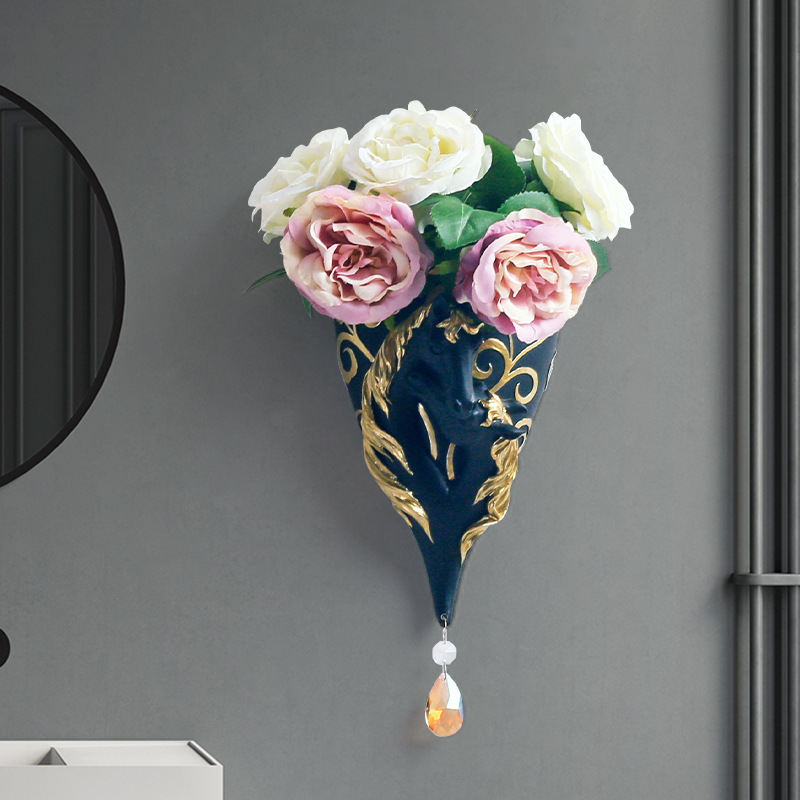 Luz nórdica lujo Eros decorativo colgante de pared jarrón creativo hogar pared decoración Fondo pared jarrón de flores secas colgante de pared