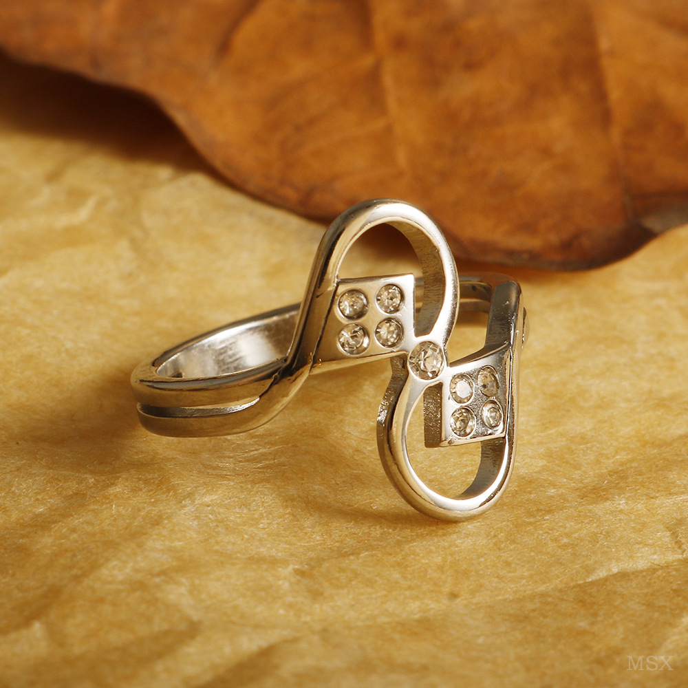 Titanium Steel Ring With Zircon Diamond, Minimalist Luxury Style_voghion.com