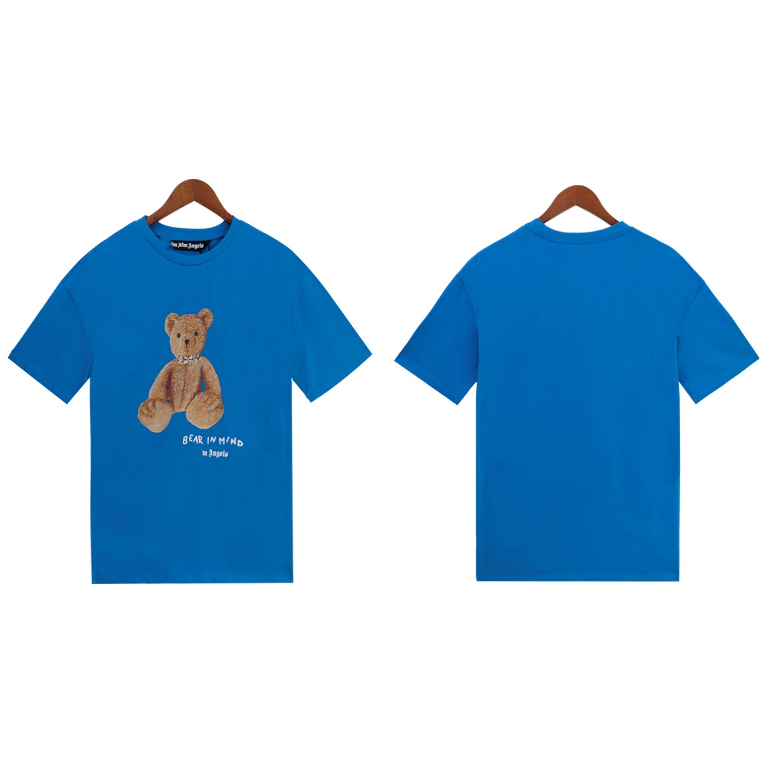 Versión correcta PA Palm Angels Camiseta suelta de punto de manga corta con estampado de letras de moda de belleza de calle alta transfronteriza con cuello redondo