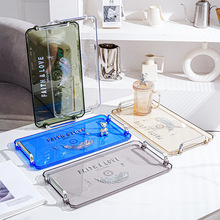 塑料长方形托盘家用杯子杯盘放茶杯美容院商用盘带手柄客厅点心盘