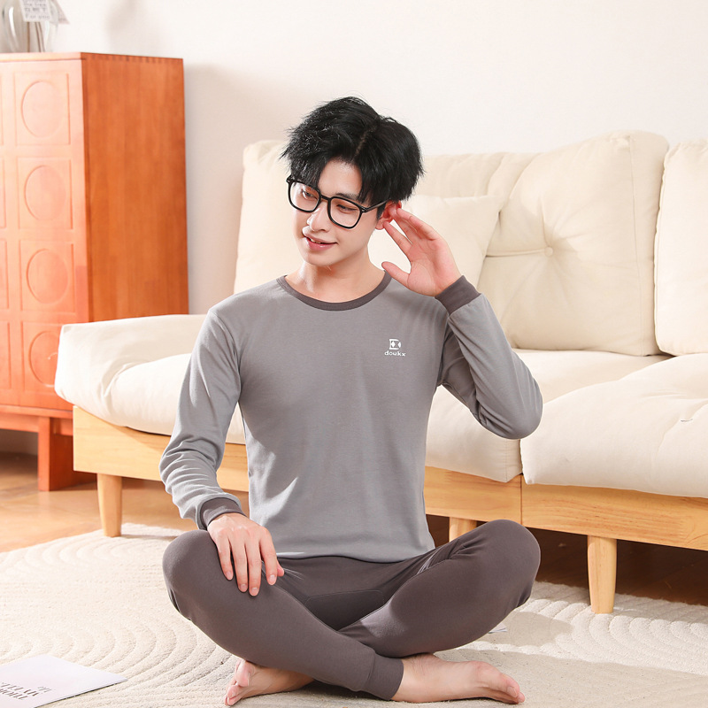 어린이 잠옷 세트, 순면 남아 가을옷, 가을바지, 여아 아기 보온 속옷, 중소형 아동용 베이스레이어 면 스웨터