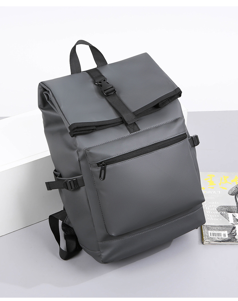 Cross-border simple and large-capacity backpack for men, high-end and stylish college student schoolbag, fashionable and casual business travel backpack undefined